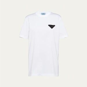 Prada Embellished Logo Jersey T-Shirt NWT Medium